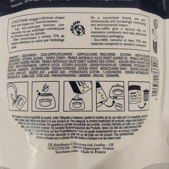 L'Occitane REFILL Almond Milk Concentrate Body Lotion (7oz/200ml) NEW - Picture 3 of 4